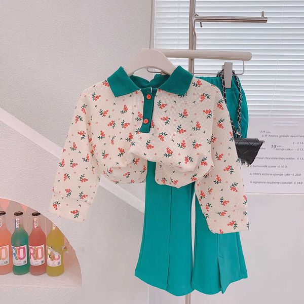 

fashion fall sets spring autumn long sleeve floral shirt pants pcs baby clothing set kids clothes girls, White