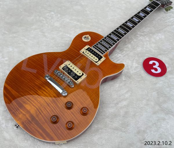 

in stocking can ship out at onceno3 electric guitar see thru orange flame zebra pickups no pickguard chuncky neck chrome