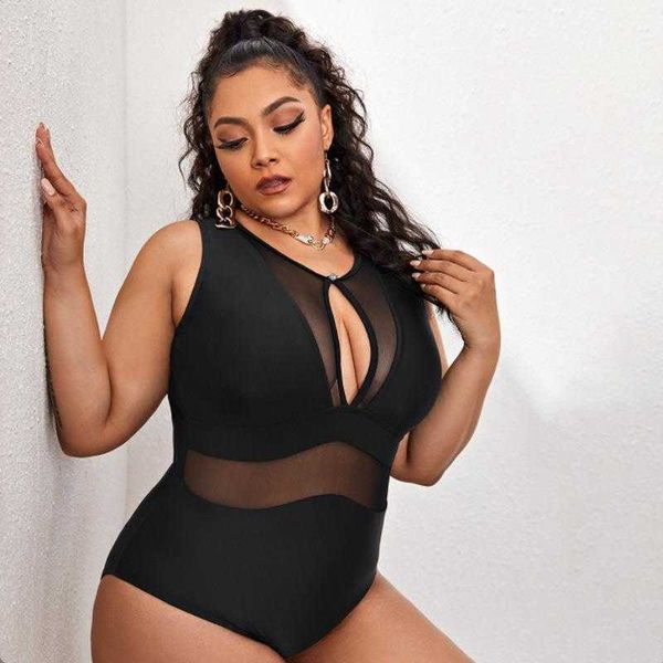 

one piece swimsuit conservative plus size lace hollow backless, White;black