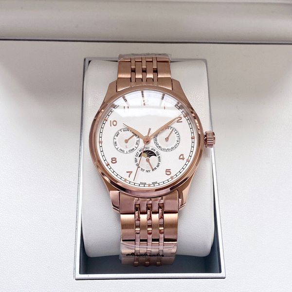 

designer men's watch fully automatic mechanical watch 40mm sports watch leather high-grade watch mineral reinforced glass men's wa, Slivery;brown