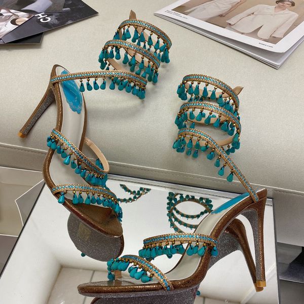 

chandelier rene caovilla jeweled crystal-embellished sandals leather stiletto heels women heeled shoes luxury designers ankle wraparound x99