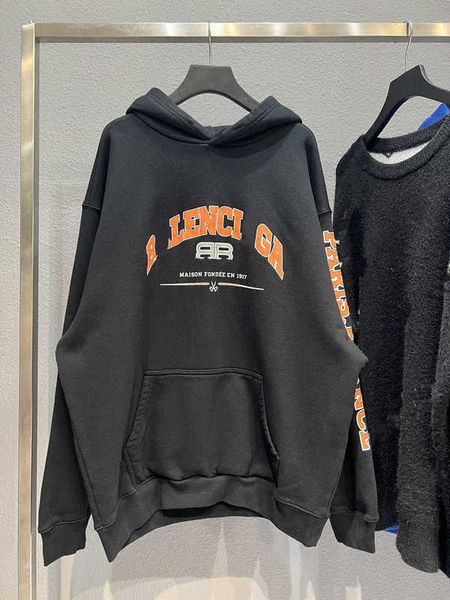 

men's hoodies sweatshirts b family scissors letter printing men's and women's os loose hooded fleece sweater pco7, Black
