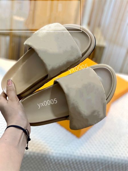 

2023 designer mens women slippers summer sandal beach slide flat platform ladies home fashion shoes flip flops striped causal slipper size35, Black