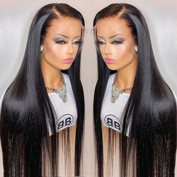

360 transparent lace front human hair wigs brazilian straight gluels 13x4 lace frontal wig for black women preplucked