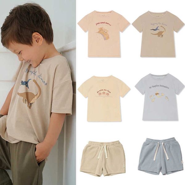 

t-shirts 2022 summer kids t-shirts cute cartoon boys t shirts children's clothes set girls t-shirt shorts suit toddler baby outfit t230, Blue