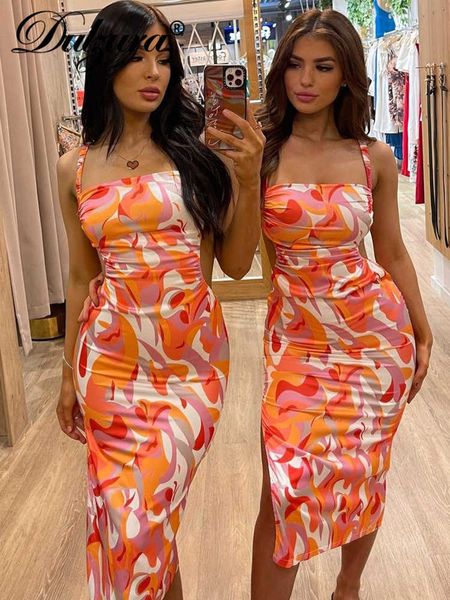 

casual dresses dulzura tie dye print women strap midi dress lace up side slit backless bodycon party elegant club outfits festival vintage t, Black;gray