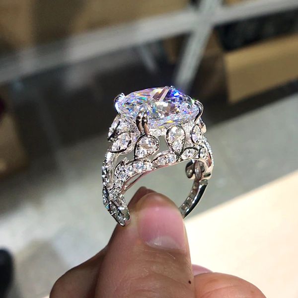 

choucong brand wedding rings luxury jewelry 925 sterling silver large cushion shape 5a cubic zircon cz diamond gemstones party women engagem, Slivery;golden