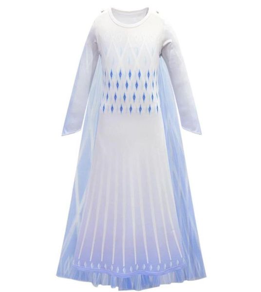 

kids cosplay princess gown girls long sleeve gradient color mesh dress kids prom clothes girls snow queen party perform costume 061305900, Blue