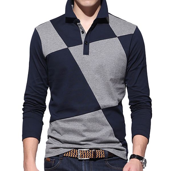 

men's polos browon brand casual shirt men contrast color pattern long sleeve turn down mens shirt brands mens clothing 230211, White;black