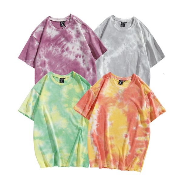

men's t-shirts tie dyed colourful harajuku street fashion short sleeved t-shirt men women summer cotton oversize tees casual daily wear, White;black