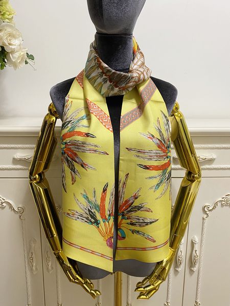 

women's scarf good quality 100% twill silk material thin and soft print feather pattern long scarves for women size 200cm -20cm, Blue;gray