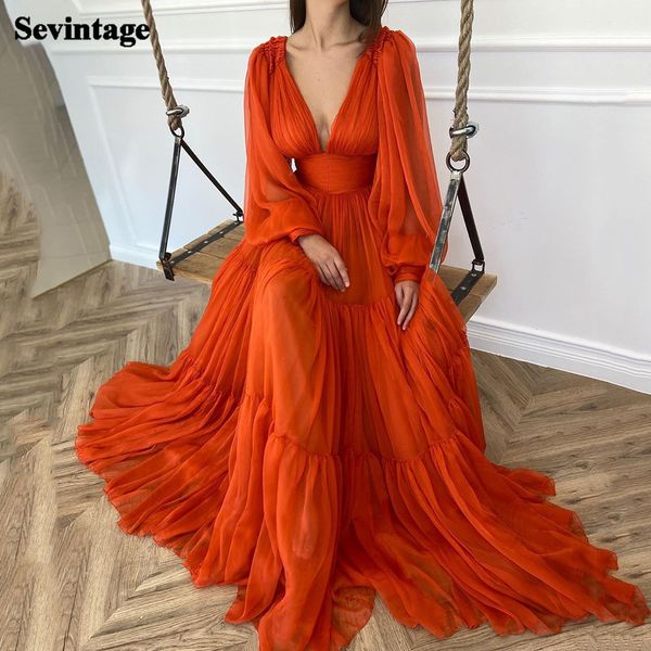 

party dresses sevintage long puff sleeves prom v neck pleats chiffon princess evening gown dress plus size 230211, White;black