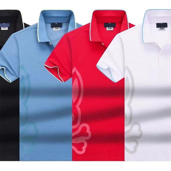 

2023 summer new skull rabbit print polo rib lapel casual fashion trendy men.m-3xl, White;black