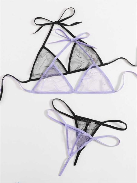 

bikiniyishan love women's lingerie three-point fun mesh bikini allure set, Red;black