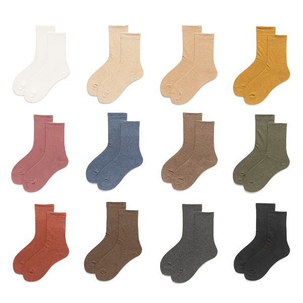 

solid color socks women mid-tube socks ins tide day system mid-length autumn winter cotton socks all-match stockings black f089, Black;white