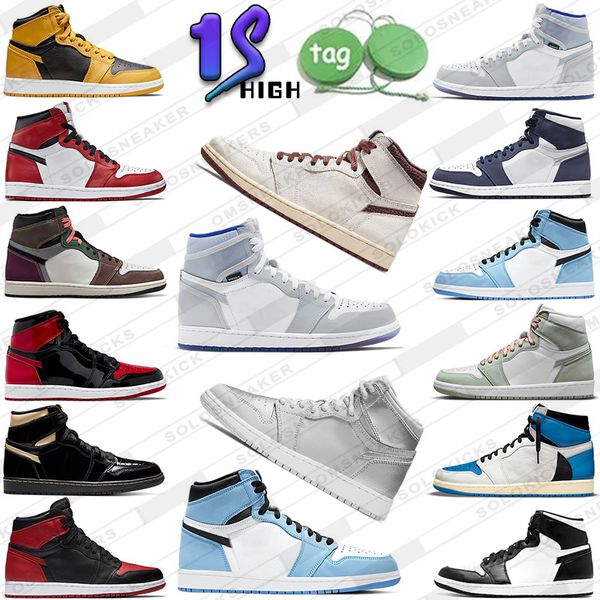

mens 1 basketball shoes designer jumpman 1s chicago lost and found university patent bred light smoke grey brotherhood hyper royal pollen me
