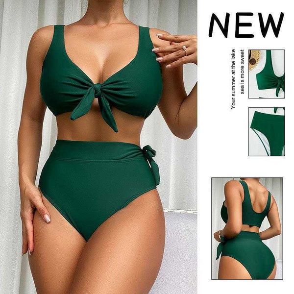 

bikini solid color high waist swimsuit spring low lace up, White;black
