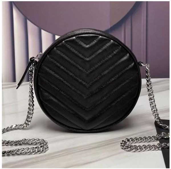 

2023 luxury vinyle round camera bag in chevron quilted grain de poudre embossed leather crossbody designer chain shoulder strap handbag wome