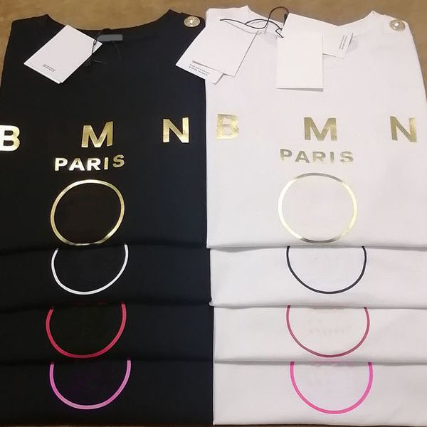 

2023 france mens t shirts printed fashion man metal button t-shirt cotton casual tees short sleeve luxury hip hop designer streetwear paris, White;black