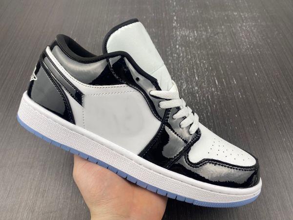 

2023 authentic basketball shoes 1 1s low concord white black womens mens sports sneakers trainers dv1309-100 with original box, Red;white