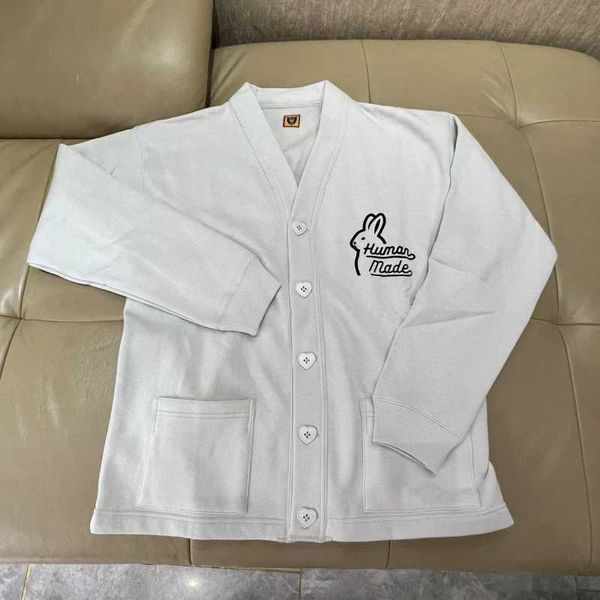 

men's jackets khaki pocket human made rabbit print cardigan japanese fleece knitted jackets j230210, Black;brown