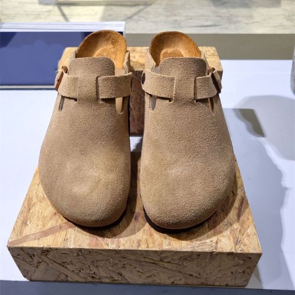 

casual shoes 2023sandals slippers genuine leather naturals beach sliders soft grey felt hombres mujeres outdoor indoor woo, Black