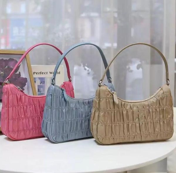 

designer nylon tote women handbags shoulder purse hobo bag half month classic crossbody axillary underarm luxury zipper pleated purses