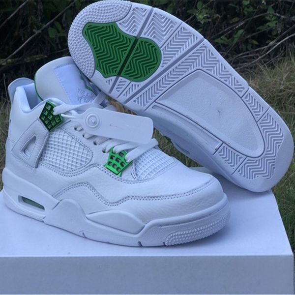 

original quality jumpman 4 pine green basketball shoes mens womens 4s iv og white metallic silver designer sports sneakers with box