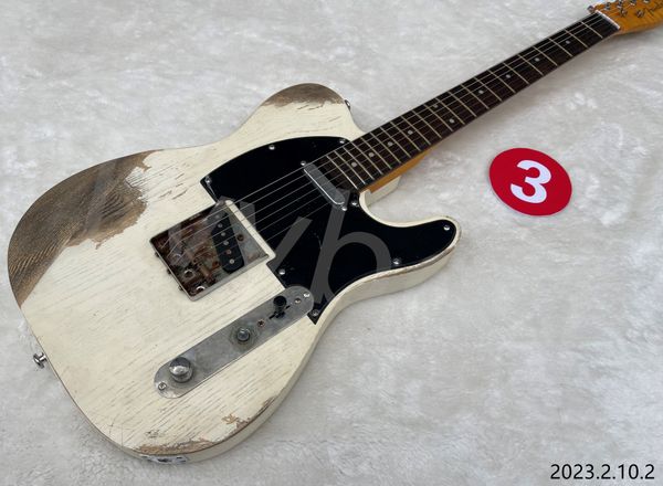 

in stocking electric guitar can ship out at once no3 electric guitar with ash wood body white heavy relic work with yellowish luxury flame n