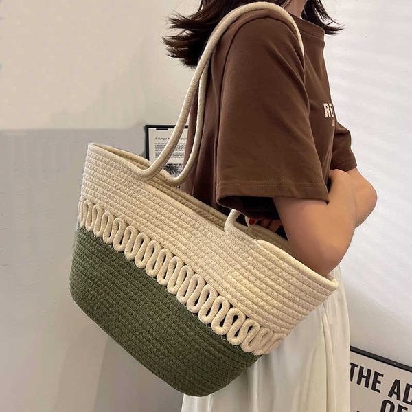 

shoulder bags summer handmade straw handbags for women 2022 hollow designer beach woven messenger shoulder bags casual large capacity totes