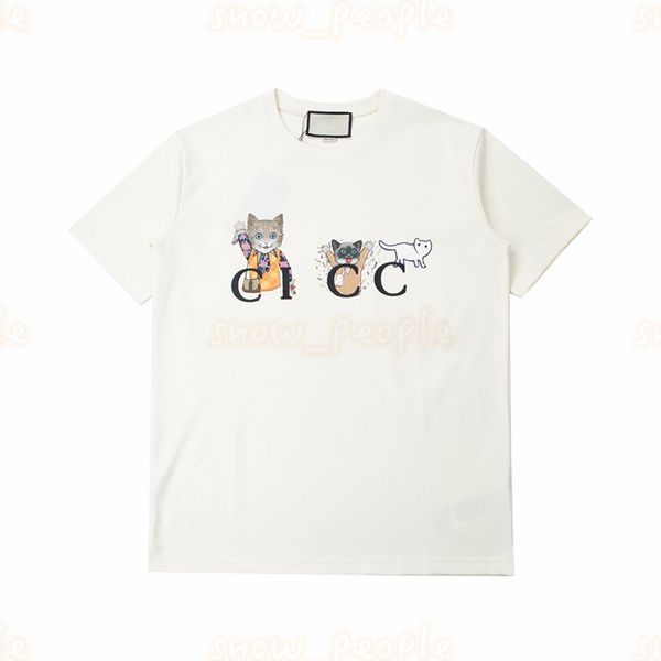 

mens fashion t shirt womens cute cat print tees couples casual loose street tees asian size s-xl, White;black