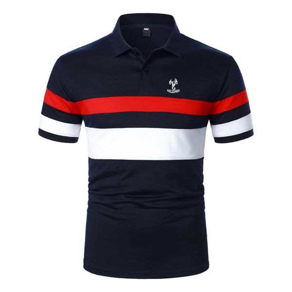 

men's polos summer men fashion and casual short sleeve personality printed polo shirt 230211, White;black