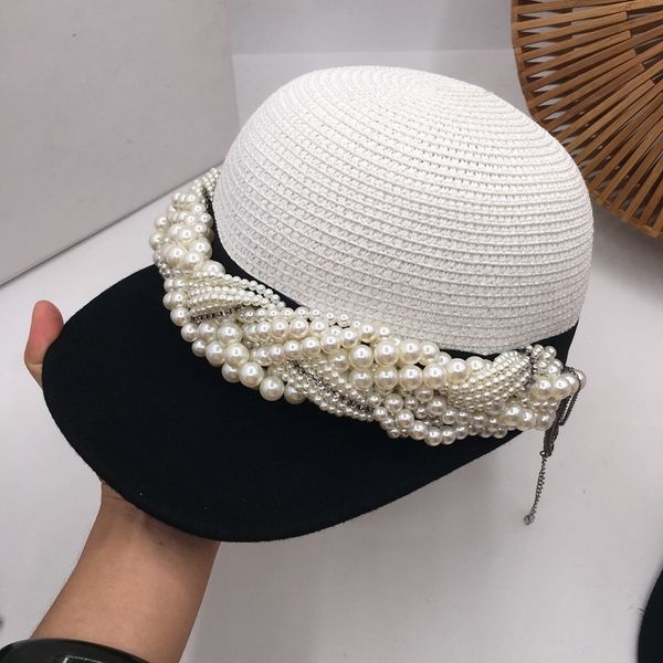 

ball caps early autumn straw hat wool equestrian baseball goddess pearl french elegant fashion retro korean version 230211, Blue;gray