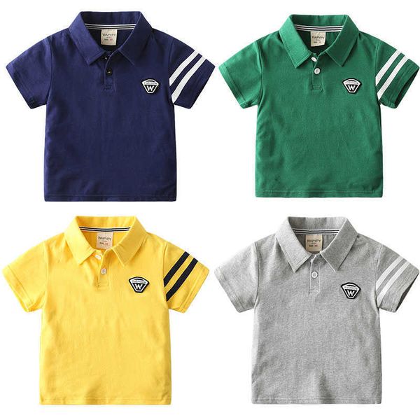 

t-shirts 2022 summer boys active polo shirts for baby short sleeve lapel cotton girls toddler t-shirts blouses for children clothes t230209, Blue
