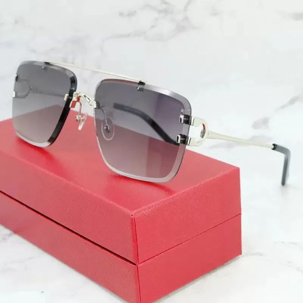 

diamond cut sunglasses men oversized square designer rimless sun glasses fashion vintage shades eyewear for women gafas with box, White;black