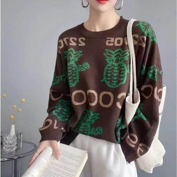 

women's sweaters luxury clothes womens sweater for woman designer sweaters casual knit contrast color long-sleeved autumn fashion brand, White;black