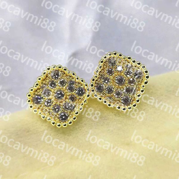 

designer stud charm size 0.9cm earrings for women 4 leaf fashion luxury wedding valentine's day jewelry with box, Golden