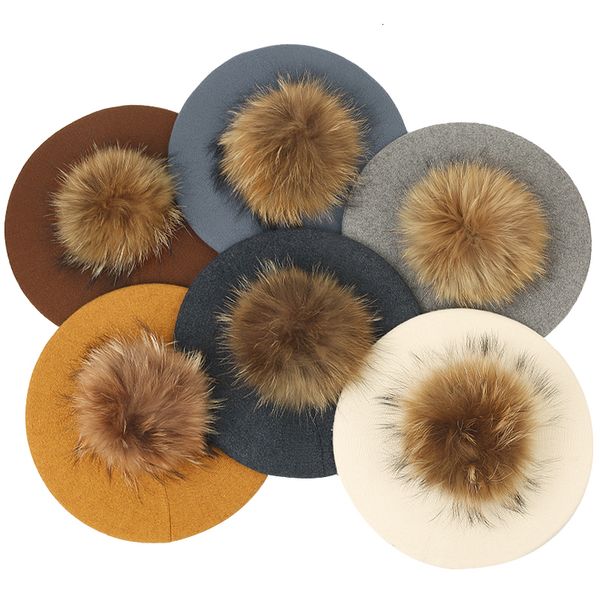 

beanieskull cap autumn winter cashmere berets cap female knitted thick slouchy skullies beanies ladies 15 cm real ball pom hat 230211, Blue;gray