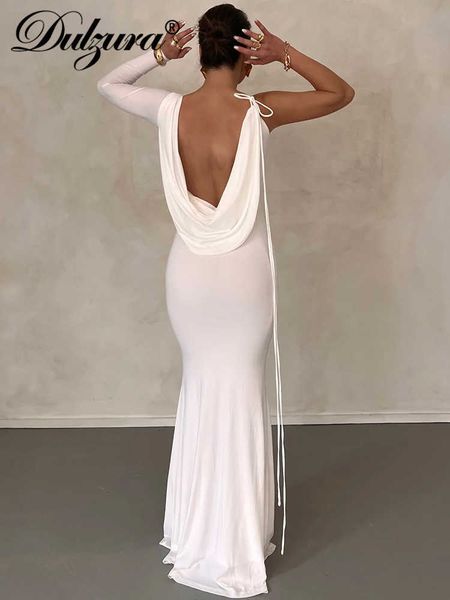 

casual dresses dulzura autumn y2k clothes lace up one shoulder long sleeve v-neck bodycon maxi dress for women birthday party evening prom t, Black;gray