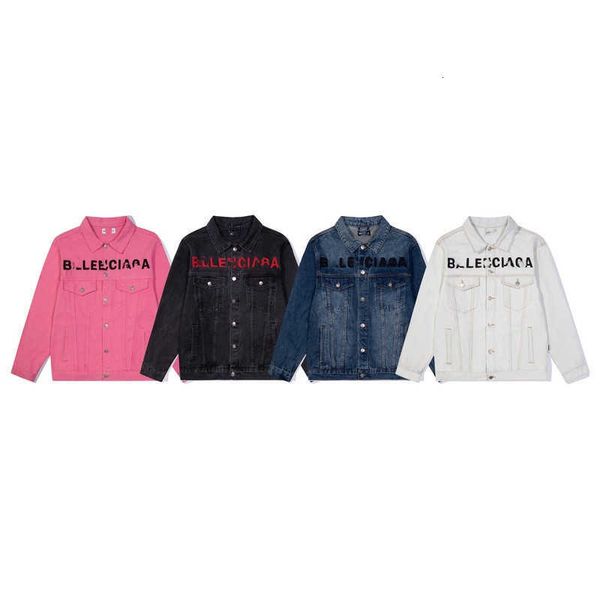 

men's jackets summer b family four-color denim chest letter niche long sleeve men's and women's lovers dhw6, Black;brown