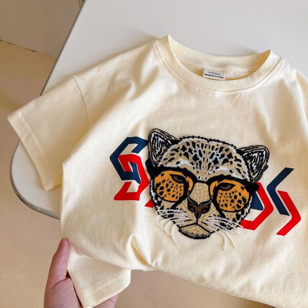 

t-shirts 2022 summer new children cartoon t shirt boys girls tiger cotton baby short sleeve t shirt kids casual t shirt clothes t230209, Blue