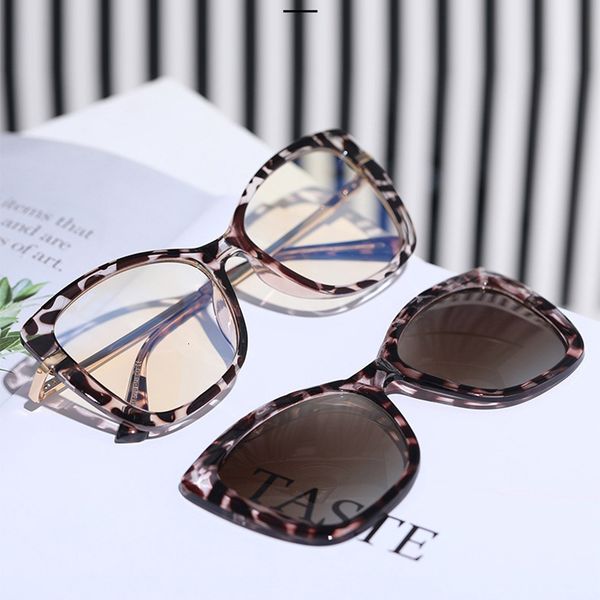 

sunglasses 2 in 1 polarized women vintage retro magnet anti blue light glasses frame female optical eyewear 230211, White;black