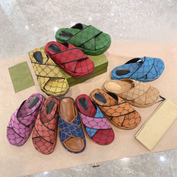 

2021 beach thick bottom cartoon slippers fashion summer outdoor platform alphabet lady sandals leather high heel designer women shoes, Black