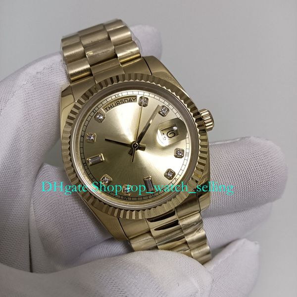 

2 style with box diamond watches for women's men's midsize 36mm champagne dial date yellow gold bracelet ladies automatic watch me, Slivery;golden