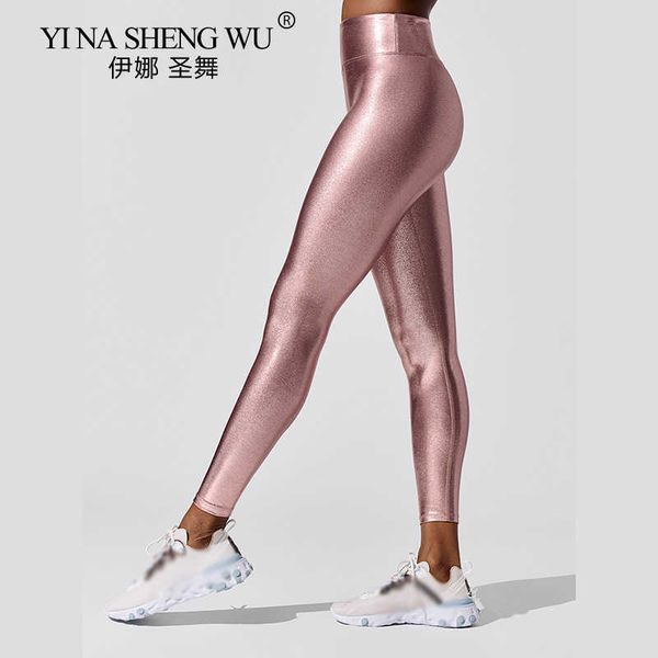 

exercise fitness clothing women's luster yoga pants elastic waist shiny sports clothing fitness leggings high waist gym running sportsw