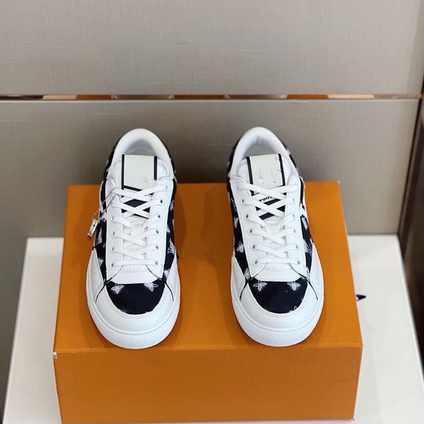 

designer calfskin casual shoes sneakers leather trainers fashion stylist shoes leisure shoe platform lace-up sneaker, Black