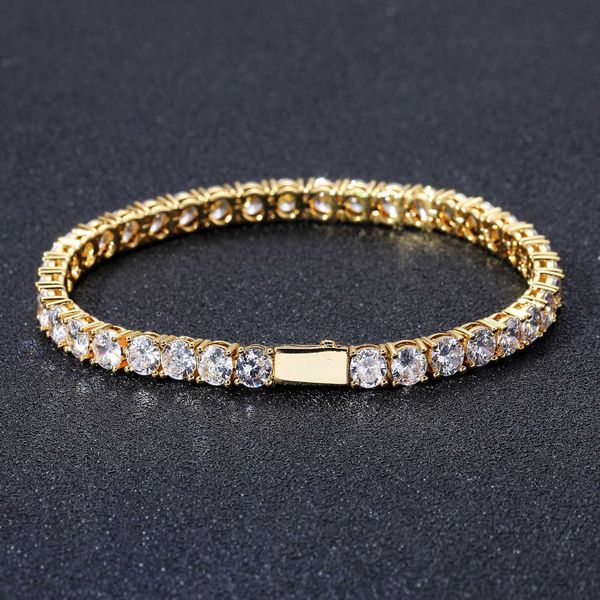 

3mm4mm5mm spring buckle tennis chain hiphop fashion simple personalized couple bracelet, Black