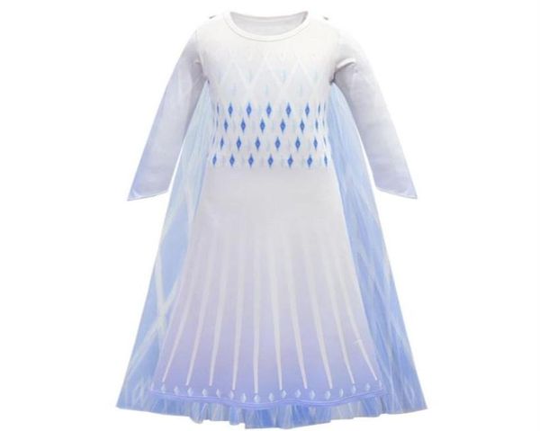 

kids cosplay princess gown girls long sleeve gradient color mesh dress kids prom clothes girls snow queen party perform costume 069224281, Blue