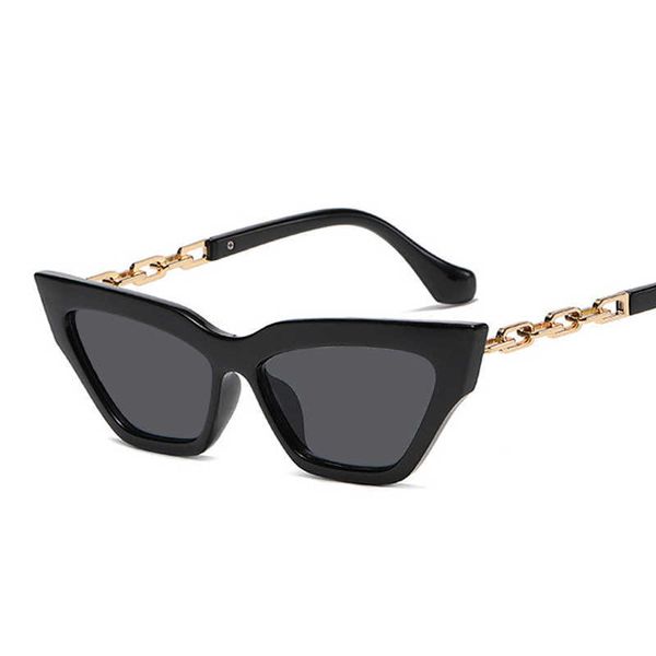 

sunglasses cat eye vintage sunglasses women fashion metal chain design female sun glasses candy colors retro designer oculos de sol l230210, White;black
