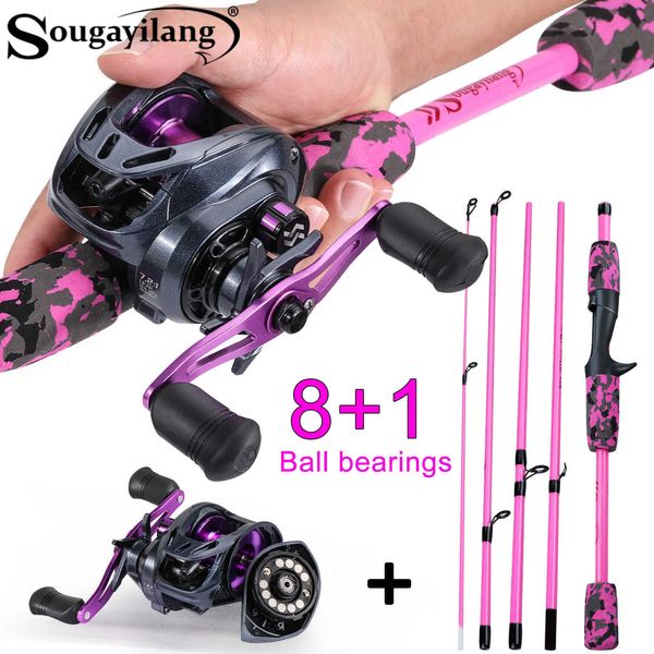 

boat fishing rods sougayilang lure fishing combo 5 sections 170cm carbon fiber fishing rod and 81bb baitcasting reel travel fishing set pesc